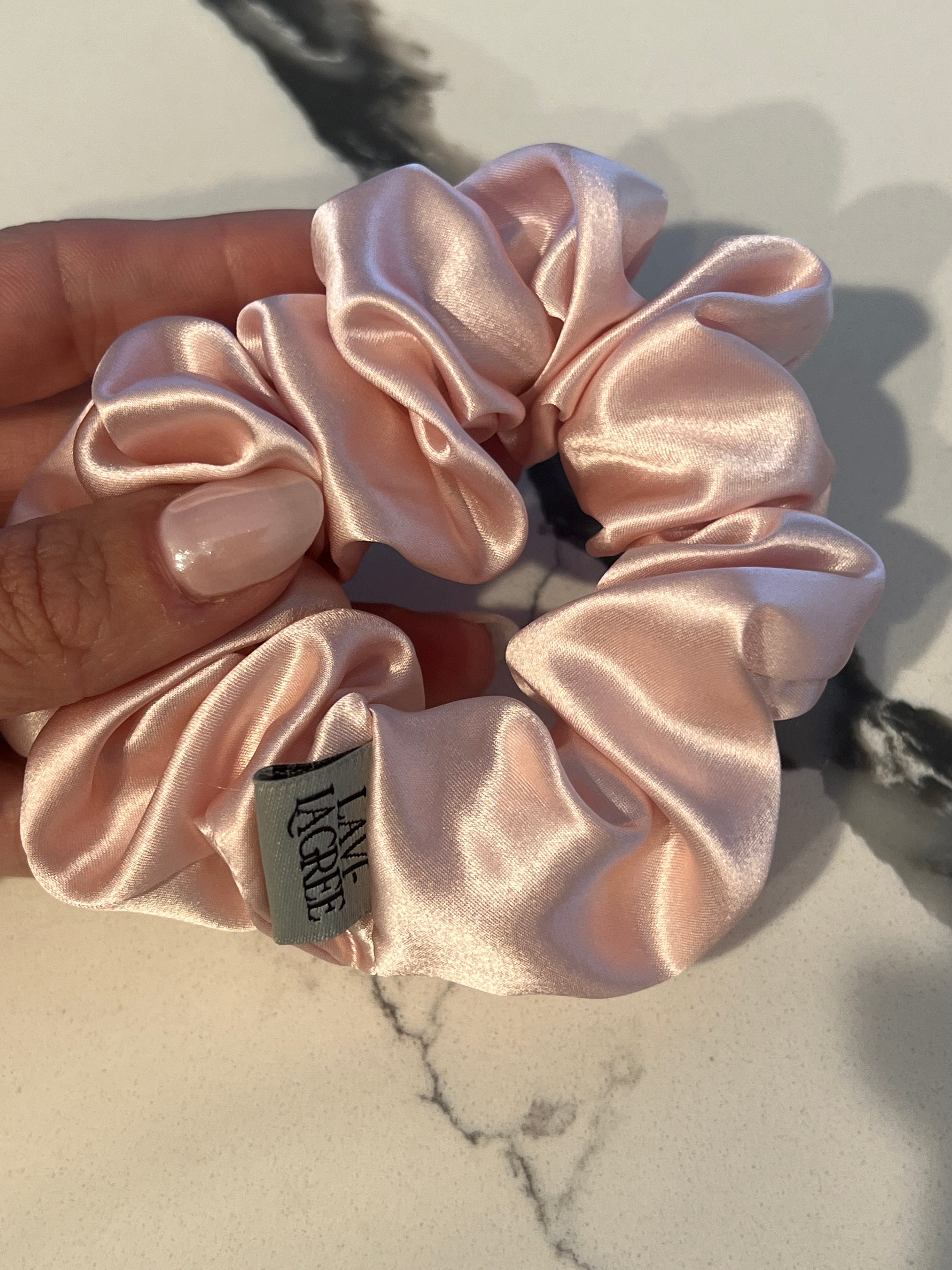 Pink Satin Scrunchie